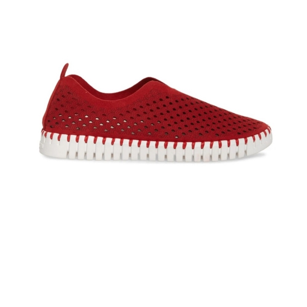 Ilse Jacobsen Hornbaek Red Tulip 139 Perforated Slip-On Sneaker Size 38 Size 8